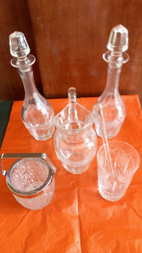 Juego De Licoreras En Cristal, Jarra, Hielera Vaso,grande .