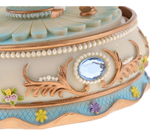 Carrusel Giratorio Artesanal Caja De Música Juguete Azul