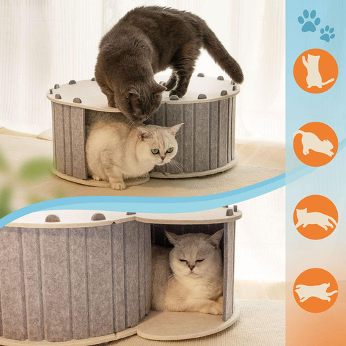Cama Para Gatos, Cueva, Cama Tipo TĂșnel Para 2 Gatos, Casa