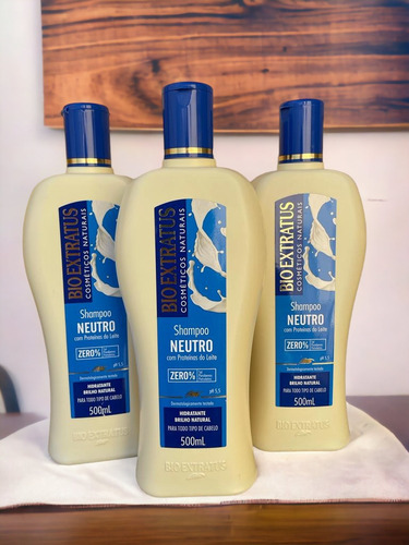 Kit 3 Shampoo Brilho Natural Neutro 500ml Bio Extratus K8271