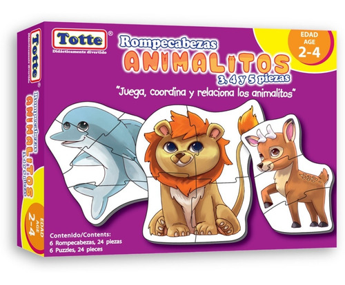 Rompecabezas Totte Animalitos 3, 4 Y 5 Piezas, 6 Diferentes!