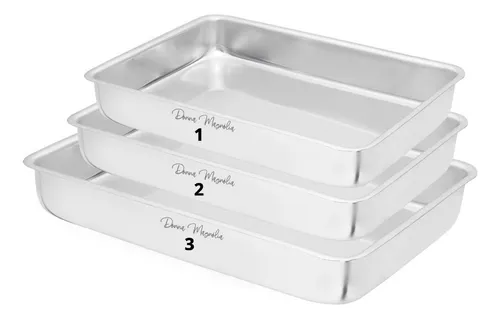 Jogo 3 forma assadeira bolo torta retangular 1-2-3 e68