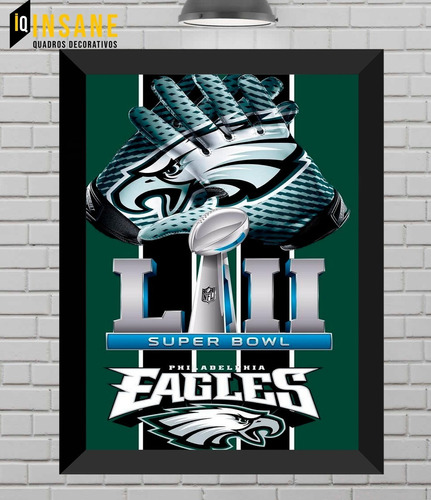 Quadro Decorativo Nfl Philadelphia Eagles 45x35cm C/ Vidro