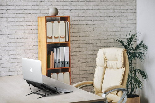 Imagem 3 de 3 de Suporte Ergonômico Regulável Preto Para Notebook Em Aço