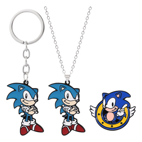 3pcs/set  Assassin Sonic Llavero Broche Collar