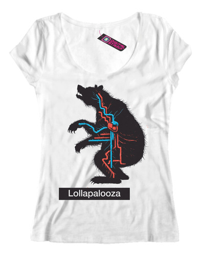 Remera Mujer Lollapalooza Oso Rp218 Dtg Premium