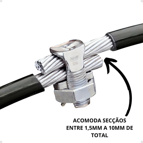Conector Split Bolt Parafuso Fendido 10mm Cabos