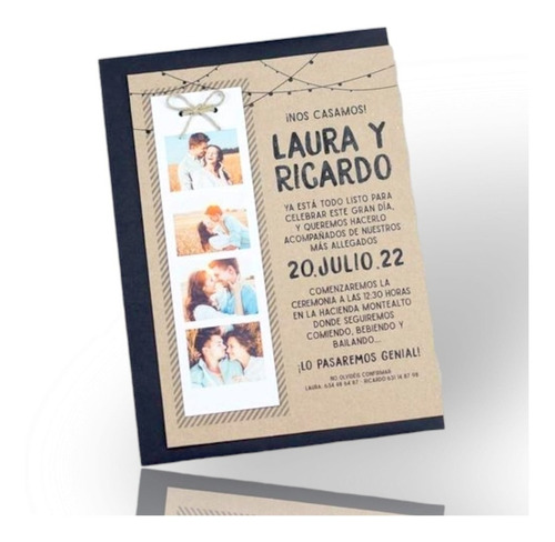 120 Tarjetas  Invitación Boda Rustica 10 Docenas