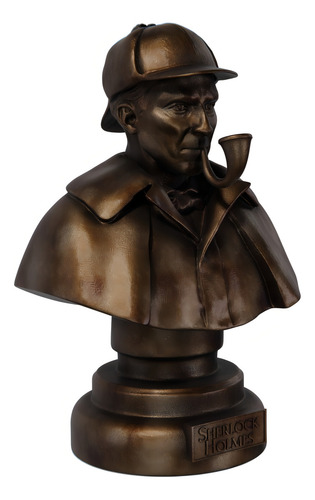 Estátua Busto Sherlock Homes Arthur Conan Doyle Estatueta Cor Cor Cobre Antigo