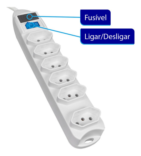 Filtro De Linha Régua 6 Tomadas Bivolt 60hz