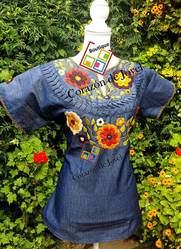 6 Blusas Artesanales Bordadas A Mano En Mezclilla/chiapas