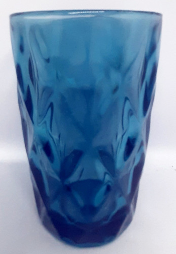 Vasos Vintage Color Tallados Rombo Azul