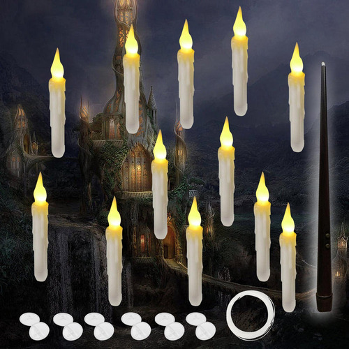 12 Piezas Velas Flotantes Colgantes Velas Cónicas Led Velas