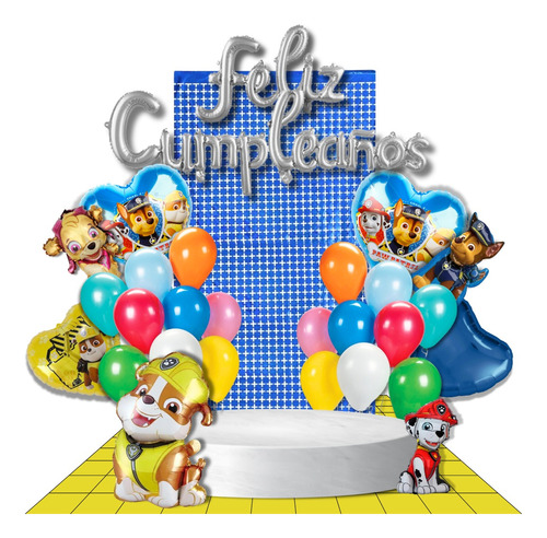 Combo Paw Patrol Personajes Globos Cortina Patrulla Canina