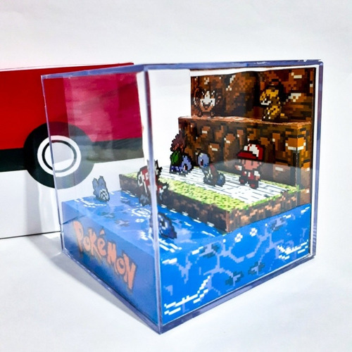 Diorama Pokémon Batalha Pokémon Red E Blue 9x9cm