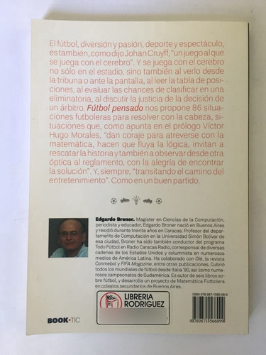 Libro Fútbol Pensado De Edgardo Broner (Usado)