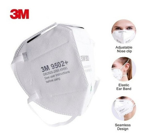 Imagen 2 de 5 de Barbijo Mascarilla N95 Clip Nasal 3m Original 9502+ Caja 50u