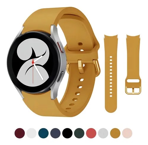 Pulseira Compativel Com Galaxy Watch4 46mm 42mm 40mm Lte Bt Cor Amarelo Mostarda Largura 20 Mm