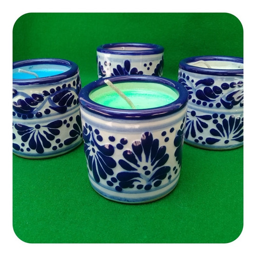 Imagen 3 de 3 de Set 2 Velas Aromatizantes Med. Talavera Poblana 5x5 Cm Vls