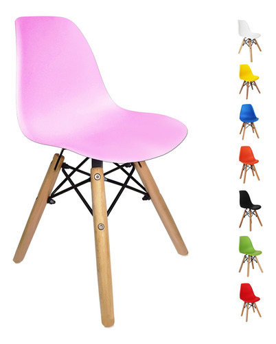 Cadeira Eames Infantil Eiffel Kids Pés De Madeira New Wood Cor Rosa-claro
