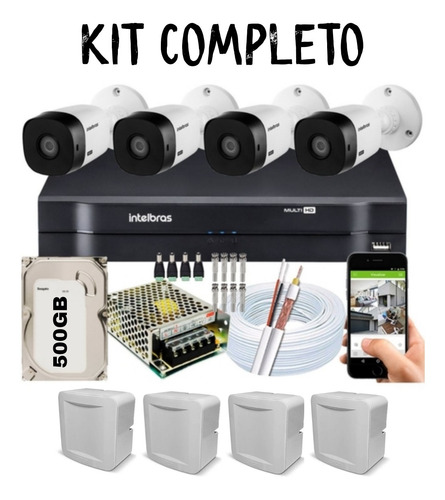 Imagem 1 de 1 de Kit 4 Câmeras Cftv Intelbras