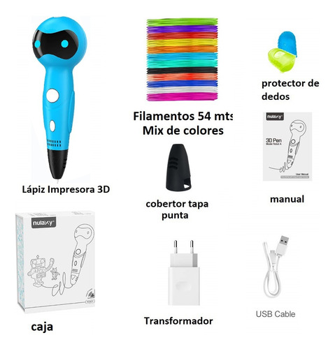 Lápiz Impresora 3d Robot Sm-04 Con 54 Mts De Filamentos Azul