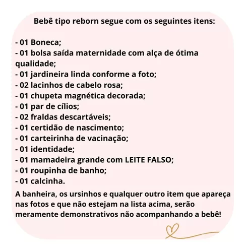 Bebe Reborn Silicone Barata Boneca Bolsa Princesa - Chic Outlet - Economize  com estilo!