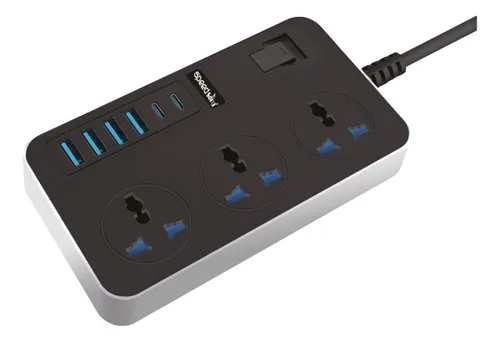 Multitoma Extensión Toma Corriente 3 Puestos Usb C Cargador