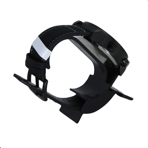 Relógio De Pulso Unisex Pulseira Preta Cordada Bisel Em Preto Fosco Coroa E Ponteiros Em Preto Caixa Rustica Resistente Mostrador Em Preto User4