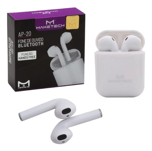 Fone De Ouvido Bluetooth 5.0 Pods Ap-20 Branco Maketech