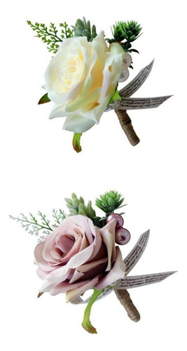 2pcs Boutonniere Ojales Novio Padrino De Boda Mejor Hombre