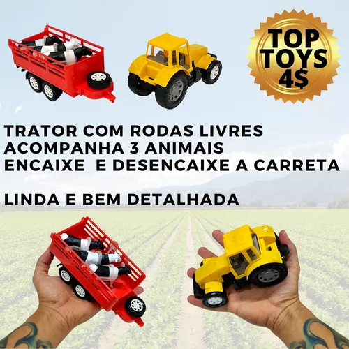 Kit Caminhão Trator Bois Animais Fazenda Brinquedo Infantil