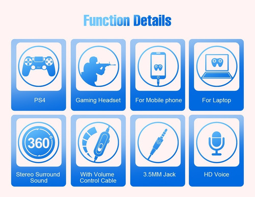Imagen 2 de 6 de Auricular Gamer Ps4 Celular Laptop Pc Microfono Luz Led