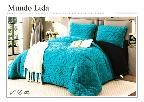 Edredón Tres Temporadas Tafetán + Terciopelo Leche 1 Plaza