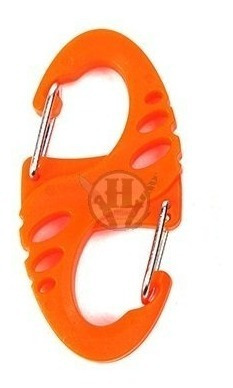 Gancho Mosqueton Doble Naranja Tactico Molle Pvc Alto Impact