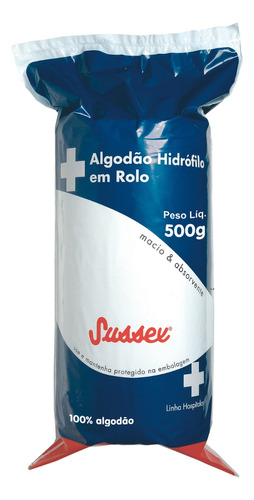 Algodão Hidrófilo Em Rolo 500g Macio E Absorvente - Sussex