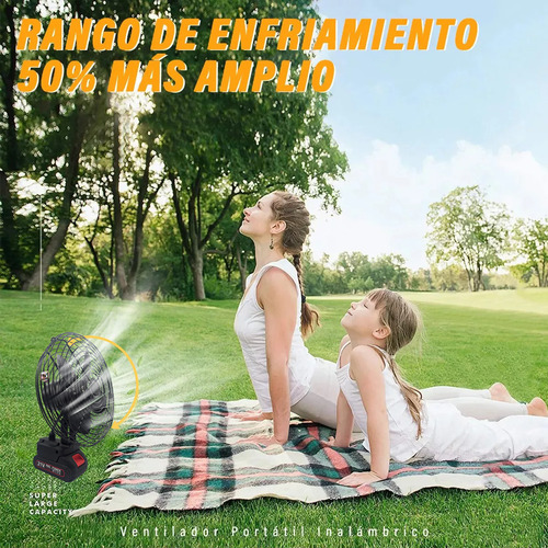 Ventilador Portátil Inalámbrico ZL-FSD001 8'' Negro