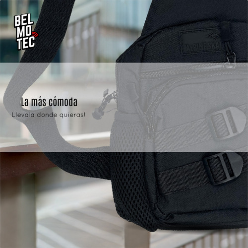 Bandolera Morral Tipo Mochila Regulable Extensible Reforzado Color Negro