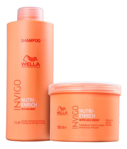 Wella Professionals Invigo Nutri Enrich Wella Professionals Invigo Nutri Enrich Kit Shampoo 1000ml + Máscara 500g Profissional En Garrafa, Pote De 1500ml De 1500g