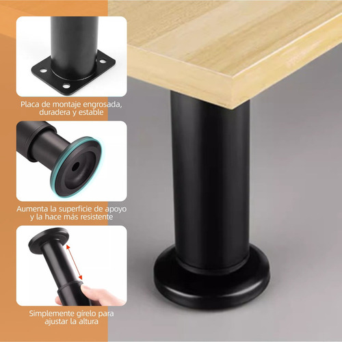 4pc Patas Ajustables De Metal Para Muebles De 7-11.8pulgadas