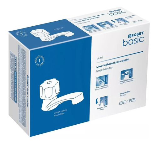 Imagen 2 de 2 de Grifería De Lavabo Foset Basic Mp-142 Acabado Cromado