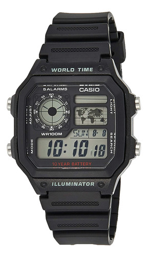 Reloj Multifunción Casio Ae1200wh-1a World Time Para Hombre
