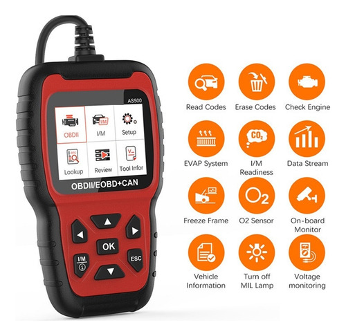Escáner Automotriz As500 Obd2, Lector De Códigos De Motor