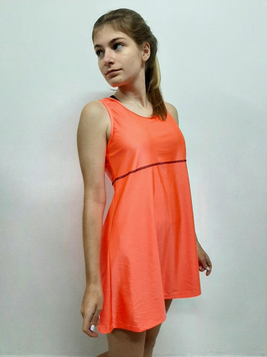 Vestido Remeron Deportivo Lycra Naranja Fluo T Unico