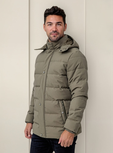 Campera Parka Corderito Impermeable Capucha Desmontable