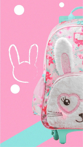 Imagem 5 de 10 de Kit Mochila Infantil Rodinha Coelhinho Pelúcia 3d Pacific G