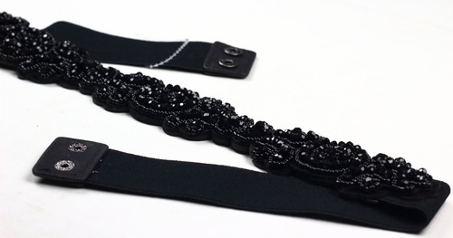 Imagem 4 de 4 de Lançamento Cinto Elástico Feminino Preto Festa Com Pedras