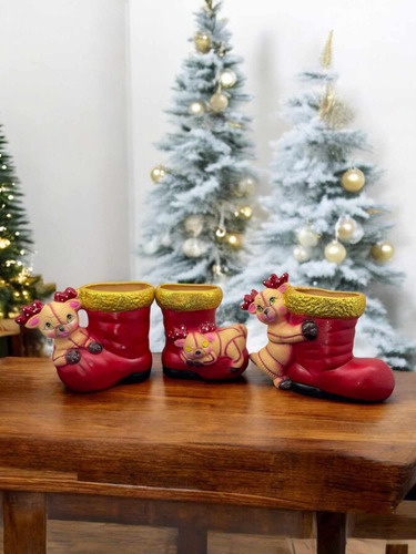 Figuras De Renos Navideños En Bota - Juego Decorativo Pared