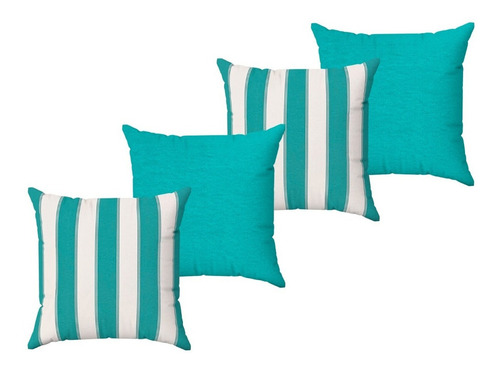 Kit 4 Capas Almofada Impermeável 40x40 Área Externa Tiffany Listras