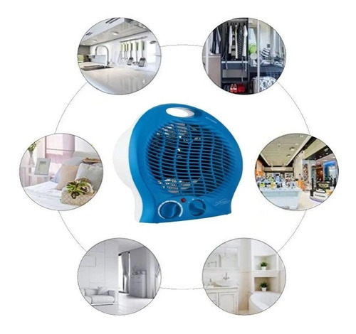 Imagen 2 de 7 de Caloventor Electrico Estufa Electrica Baño Termostato Azul